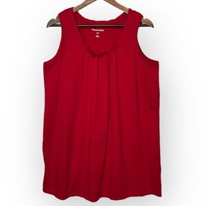 Woman Within Red Ruffle Scoop Neck Cotton Tank Top Plus Size 18/20 L Sleeveless
